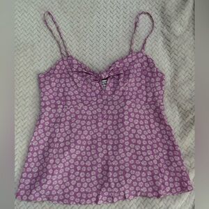Hippie Rose Lavender Daisy Tie-Front Tank